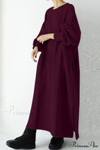Slit Sweatshirt Dress with Crew Neck image 5