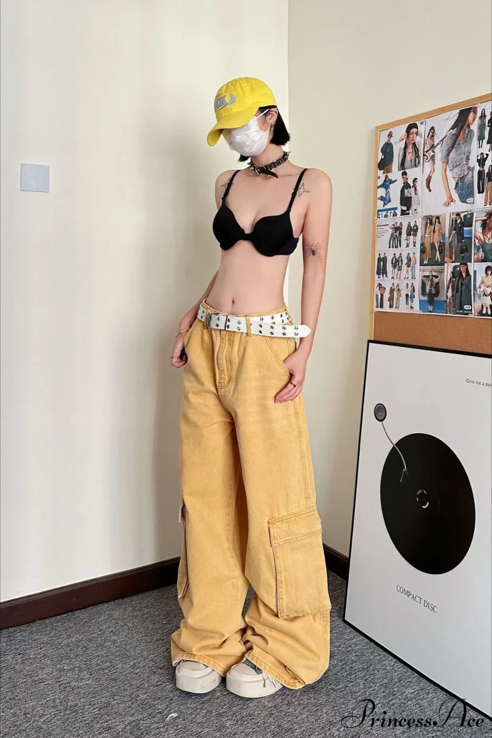 Slouchy Loose Straight Leg Cargo Denim Pants image 1