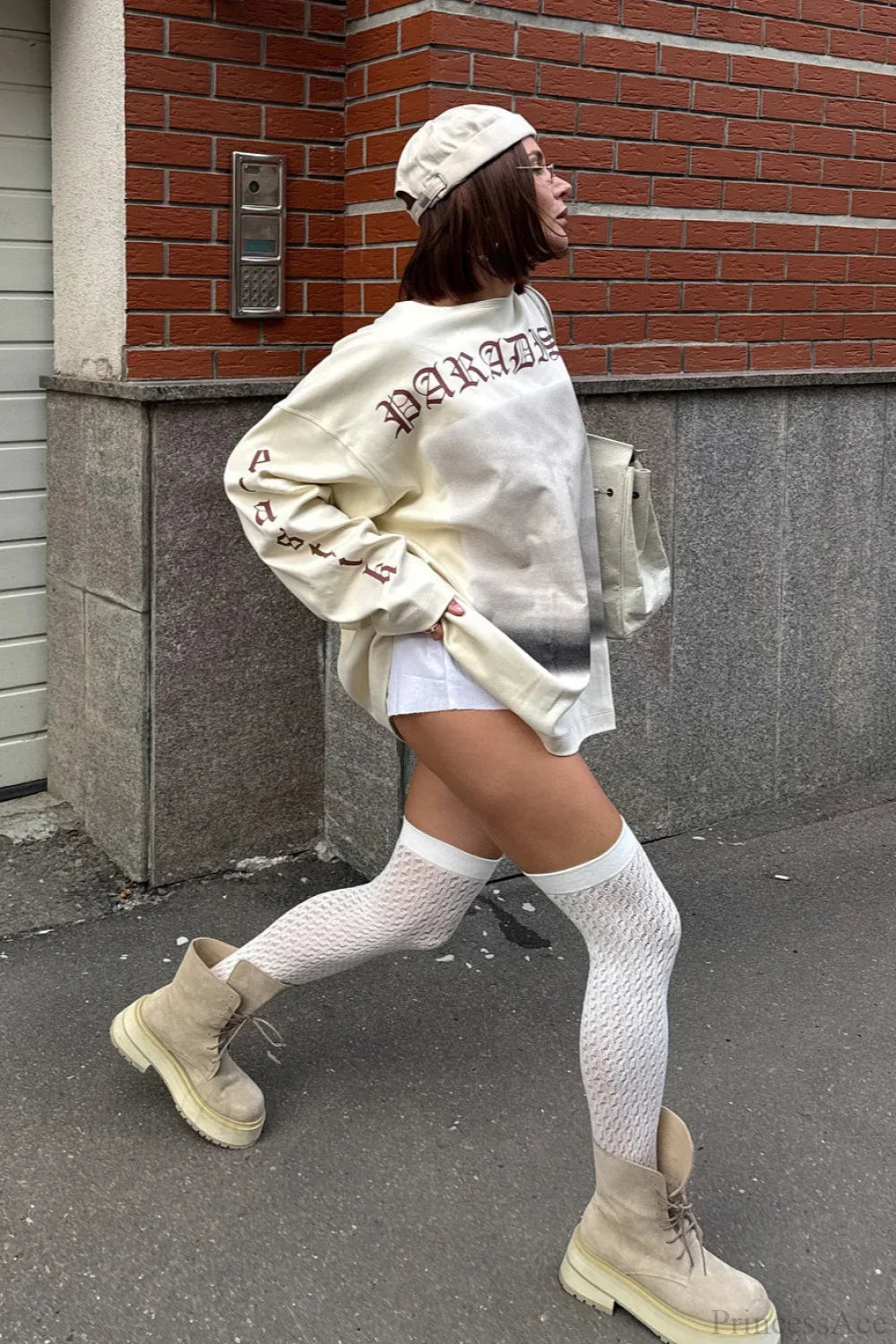 Slouchy Vintage Distressed Print Casual Sweatshirt image 4