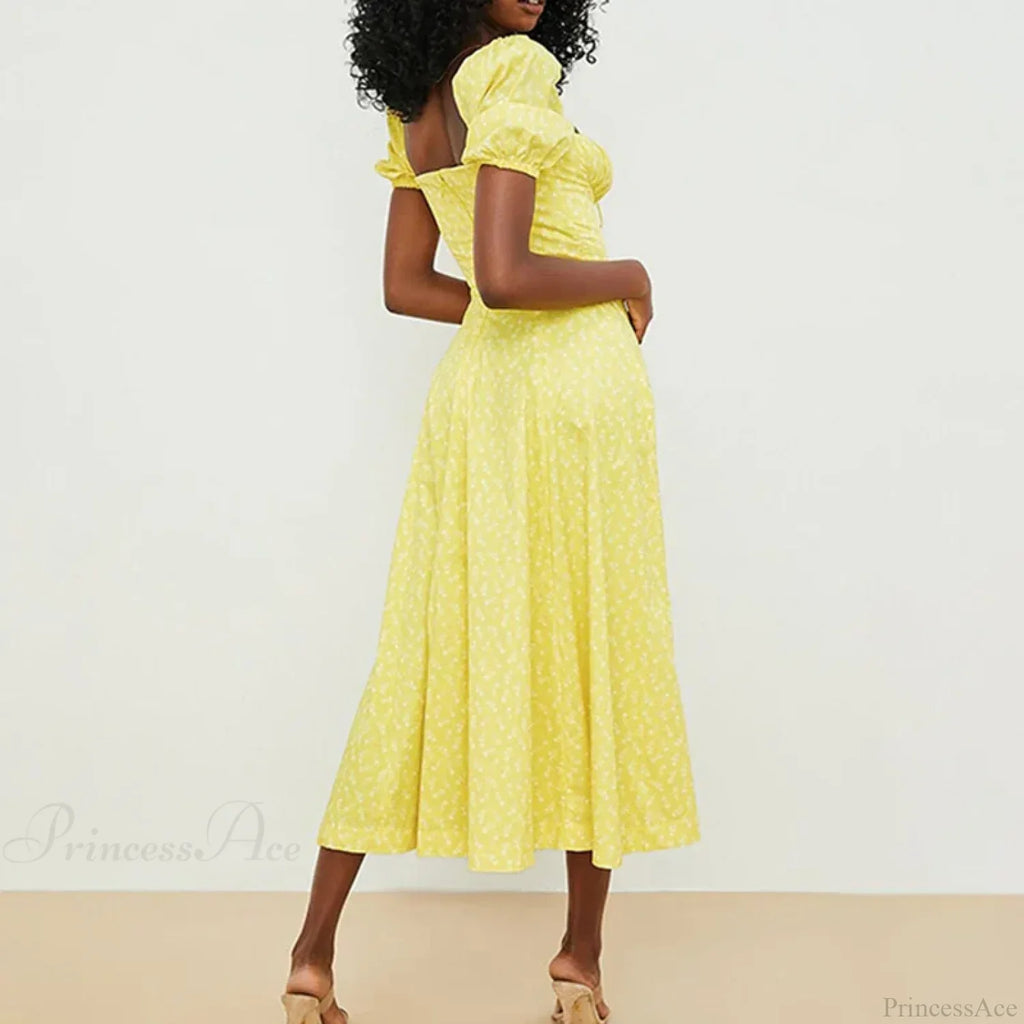 Small Fresh Floral Slim Fit Slit Camisole Floral Dress image 3