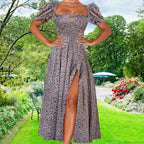 Small Fresh Floral Slim Fit Slit Camisole Floral Dress image 10