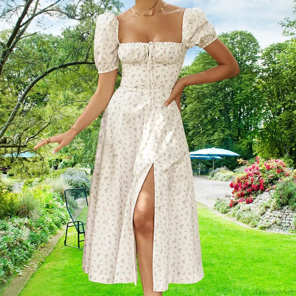 Small Fresh Floral Slim Fit Slit Camisole Floral Dress image 12