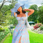 Small Fresh Floral Slim Fit Slit Camisole Floral Dress image 1