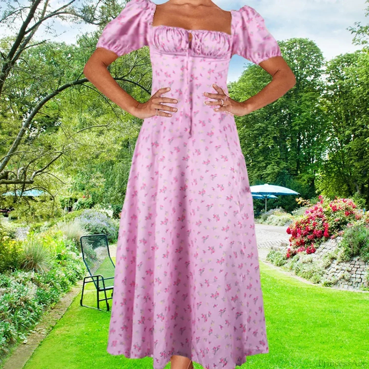 Small Fresh Floral Slim Fit Slit Camisole Floral Dress image 13