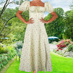 Small Fresh Floral Slim Fit Slit Camisole Floral Dress image 15
