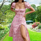 Small Fresh Floral Slim Fit Slit Camisole Floral Dress image 4