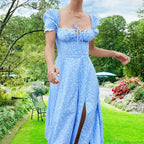 Small Fresh Floral Slim Fit Slit Camisole Floral Dress image 9