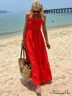 Smocked Bust Off Charming Shoulder Vacation Maxi Dress image 3