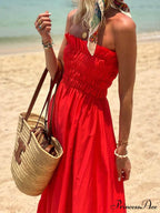 Smocked Bust Off Charming Shoulder Vacation Maxi Dress image 2