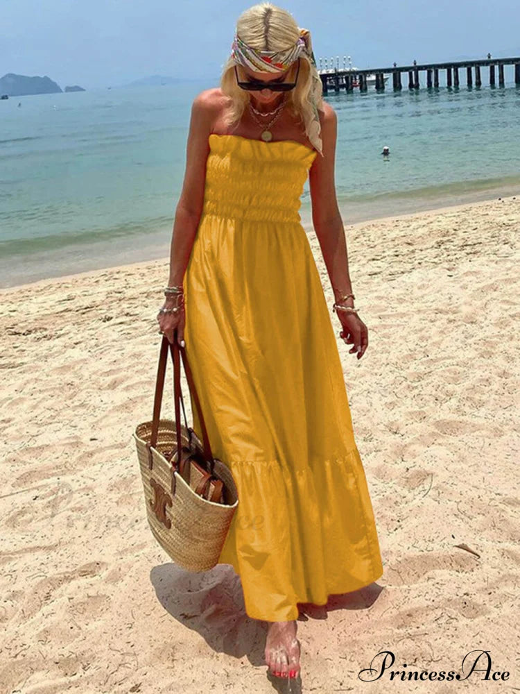 Smocked Bust Off Charming Shoulder Vacation Maxi Dress image 7