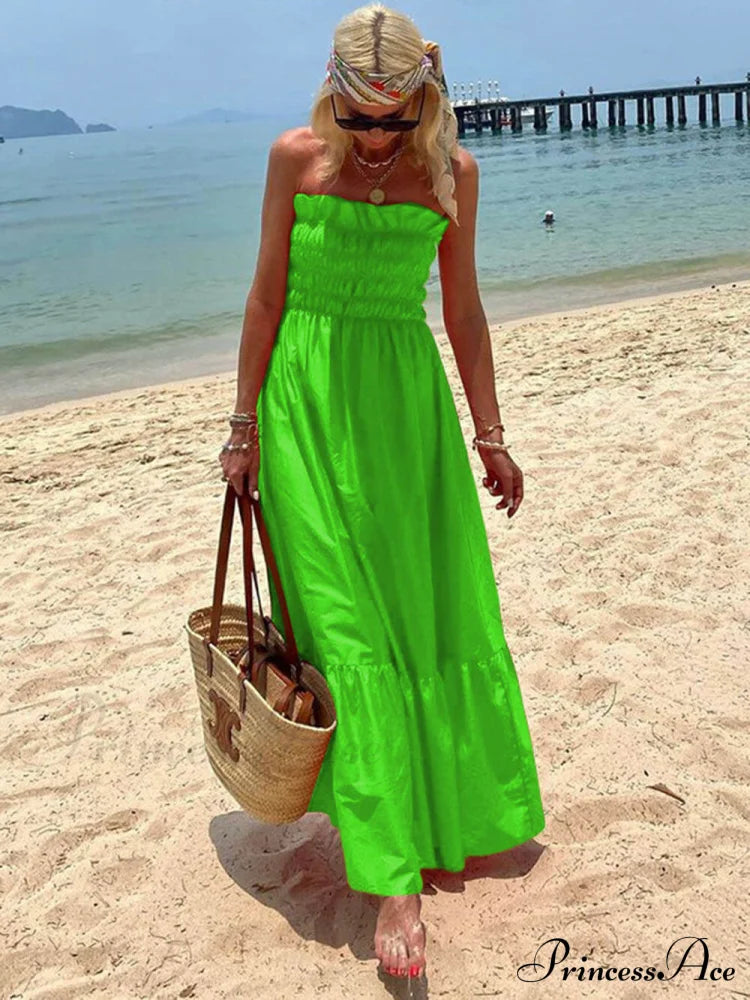 Smocked Bust Off Charming Shoulder Vacation Maxi Dress image 5