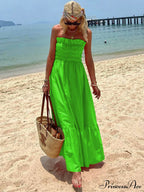 Smocked Bust Off Charming Shoulder Vacation Maxi Dress image 5