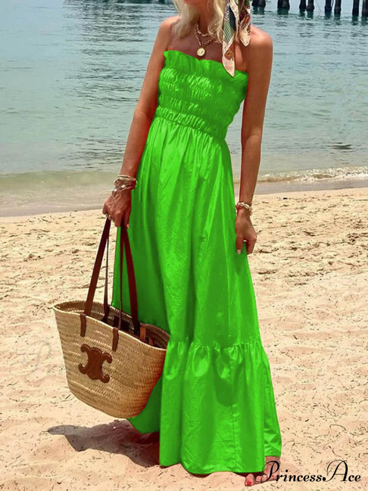 Smocked Bust Off Charming Shoulder Vacation Maxi Dress image 4