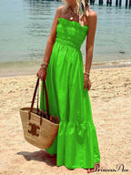 Smocked Bust Off Charming Shoulder Vacation Maxi Dress image 4