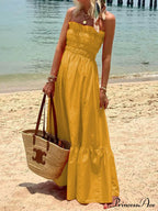 Smocked Bust Off Charming Shoulder Vacation Maxi Dress image 6