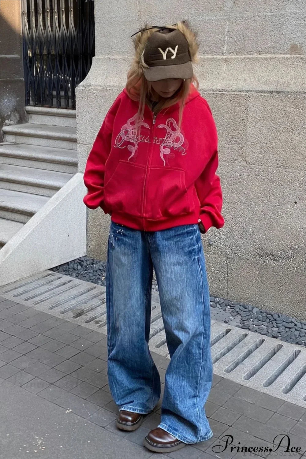 Snake Print Rhinestone Zip Up Cropped Hoodie image 8