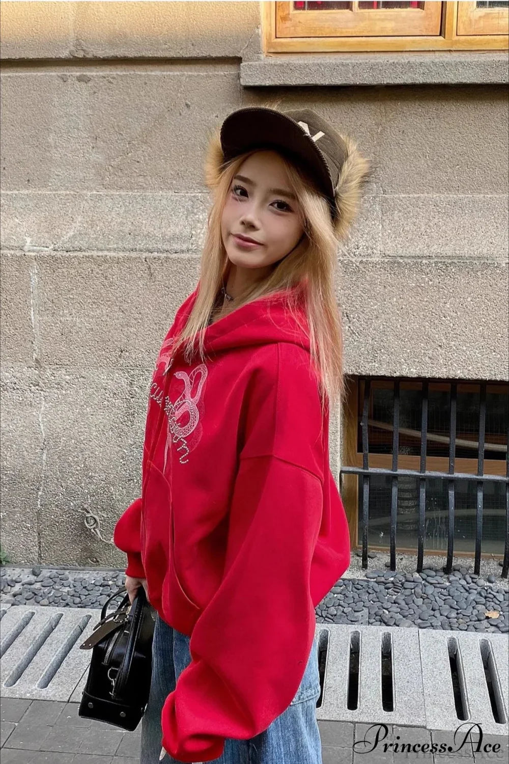 Snake Print Rhinestone Zip Up Cropped Hoodie image 9
