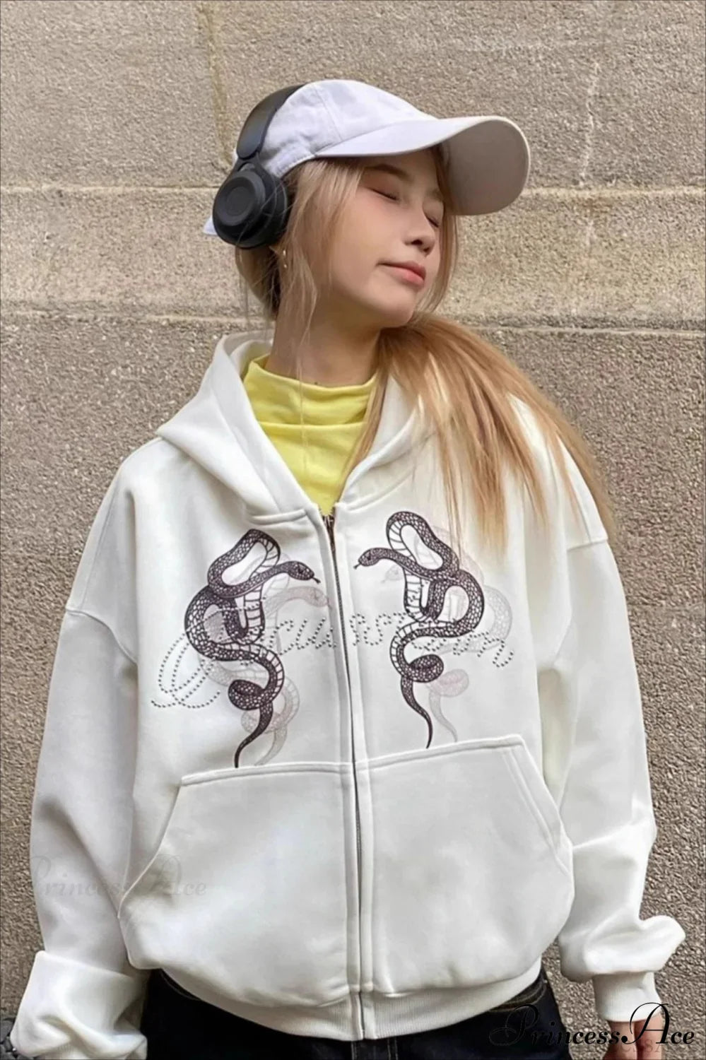 Snake Print Rhinestone Zip Up Cropped Hoodie image 4