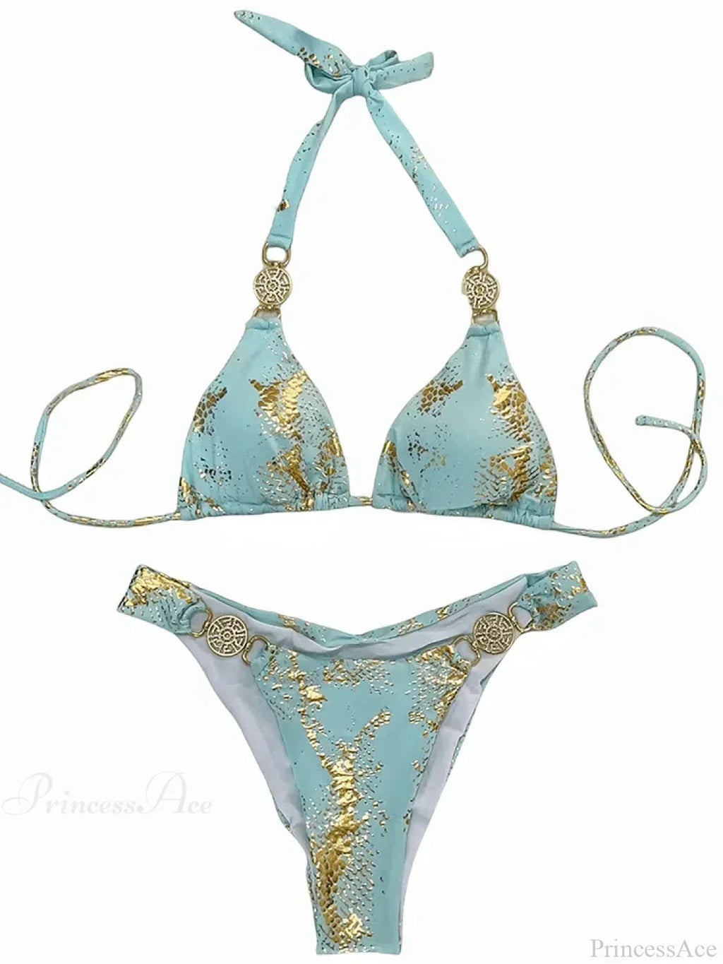 Snake Print Scrunch Butt Diamond Bikini Set image 2