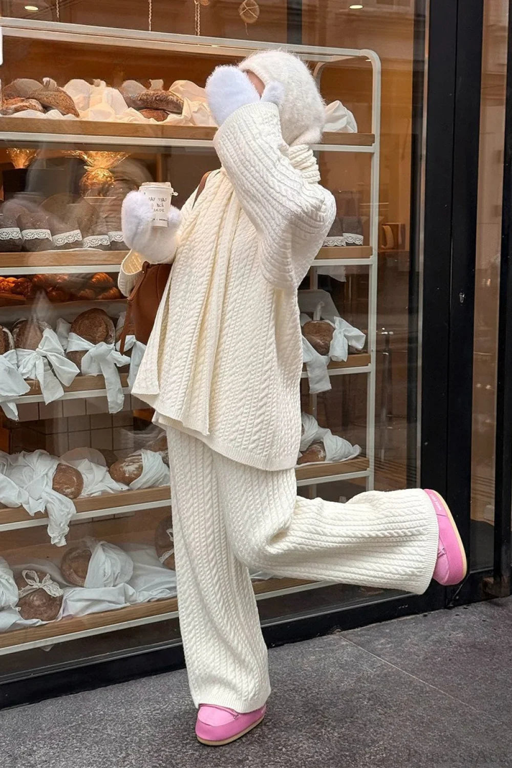 Soft Cable Knit Sweater Pants Two Piece Set image 2