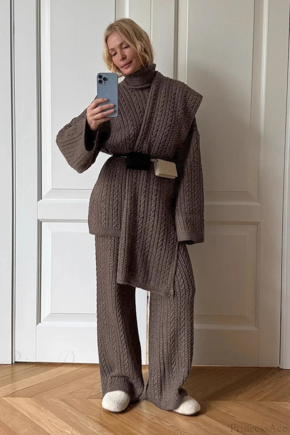 Soft Cable Knit Sweater Pants Two Piece Set image 3