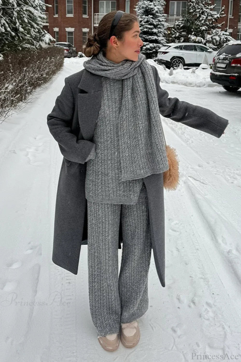Soft Cable Knit Sweater Pants Two Piece Set image 4