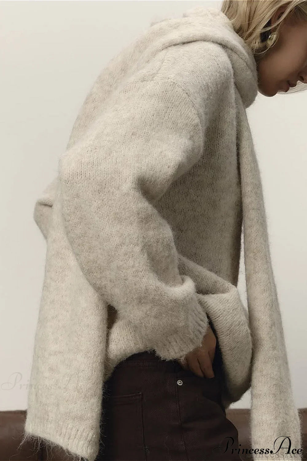 Soft Wool Crew Neck Loose Slouchy Sweater image 2