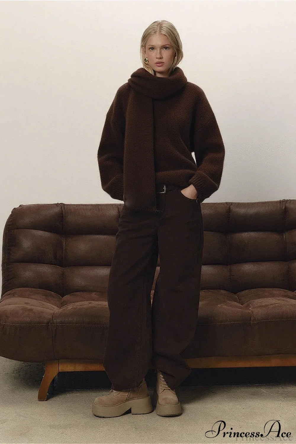 Soft Wool Crew Neck Loose Slouchy Sweater image 4