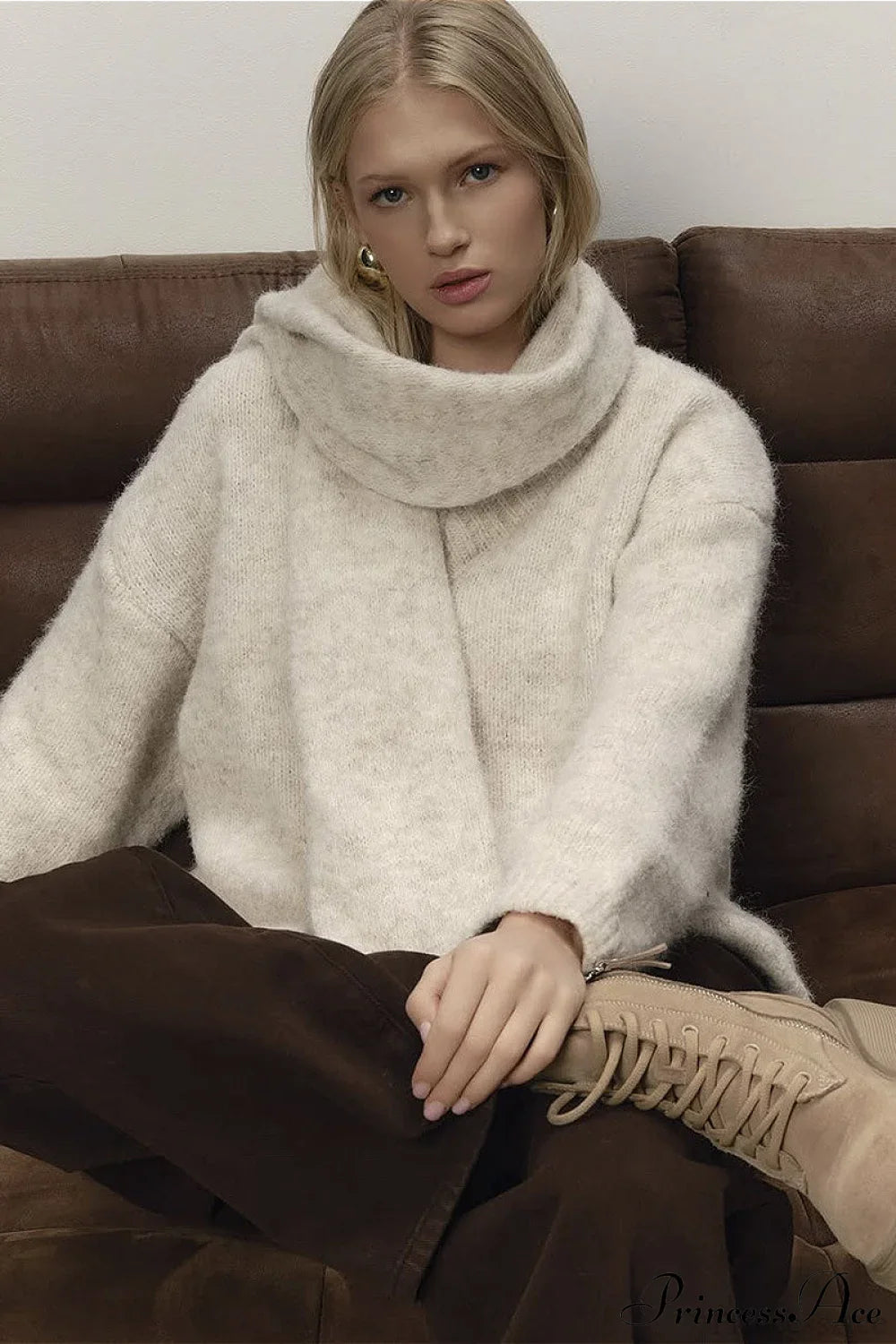 Soft Wool Crew Neck Loose Slouchy Sweater image 1