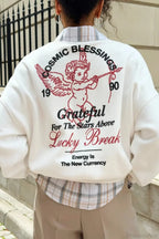 Solid Angel Print Thickened Crew Neck Sweatshirt image 2