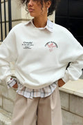 Solid Angel Print Thickened Crew Neck Sweatshirt image 1