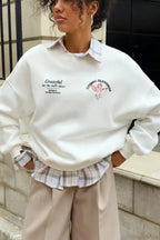 Solid Angel Print Thickened Crew Neck Sweatshirt image 1