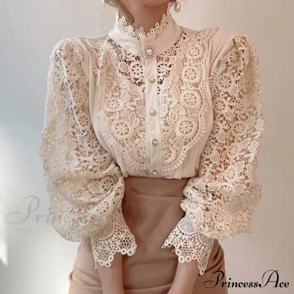 Solid Button Stand Collar Plus Size Blouse image 10
