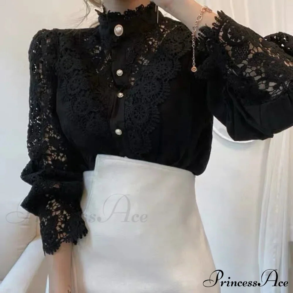 Solid Button Stand Collar Plus Size Blouse image 11