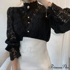 Solid Button Stand Collar Plus Size Blouse image 11
