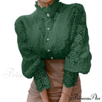 Solid Button Stand Collar Plus Size Blouse image 7