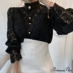 Solid Button Stand Collar Plus Size Blouse image 5