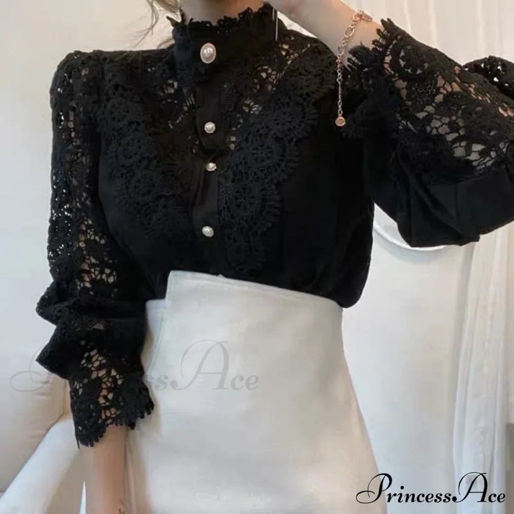 Solid Button Stand Collar Plus Size Blouse image 5