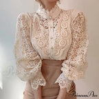 Solid Button Stand Collar Plus Size Blouse image 3