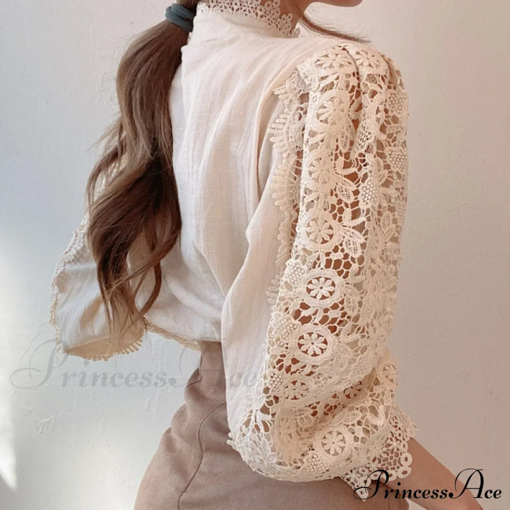 Solid Button Stand Collar Plus Size Blouse image 6