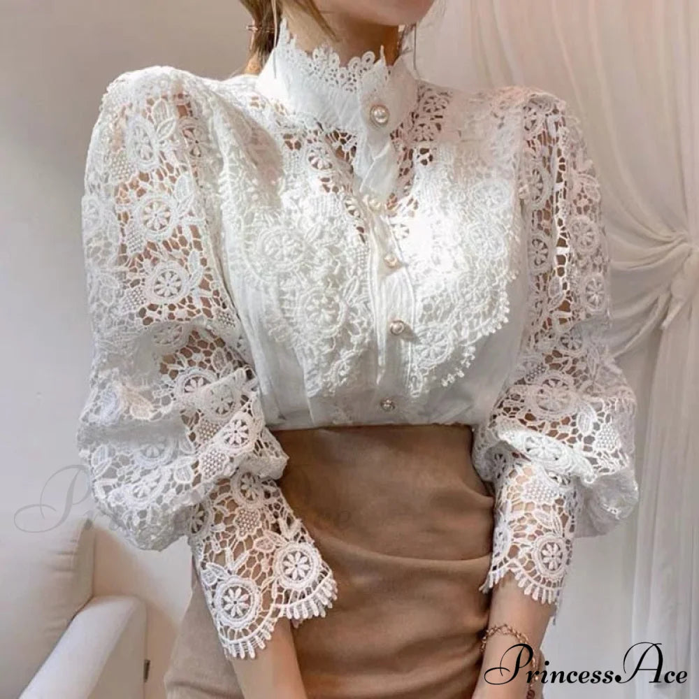 Solid Button Stand Collar Plus Size Blouse image 12