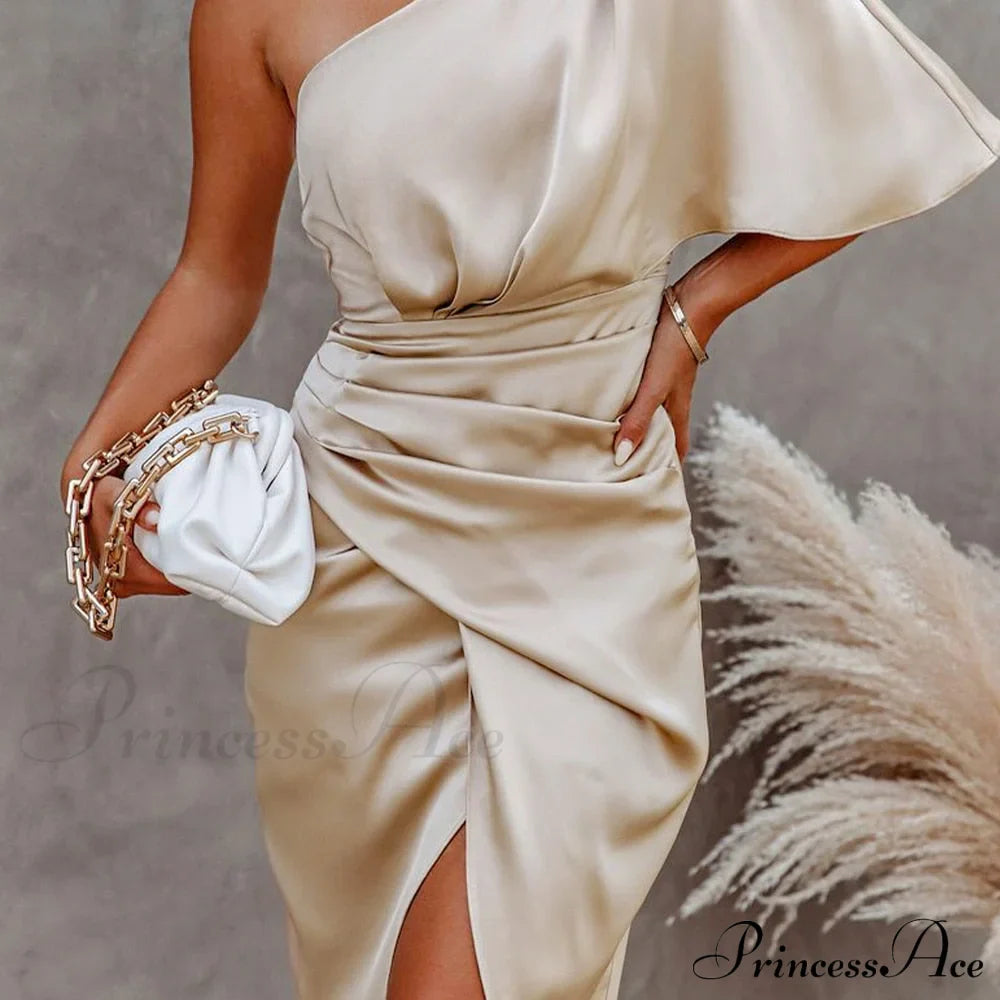 Solid Champagne Sexy Fitted Club Party Bodycon Dress image 4
