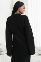 Solid Cinched Waist Elegant Minimal Cardigan Sweater image 9