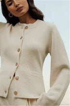 Solid Cinched Waist Elegant Minimal Cardigan Sweater image 2