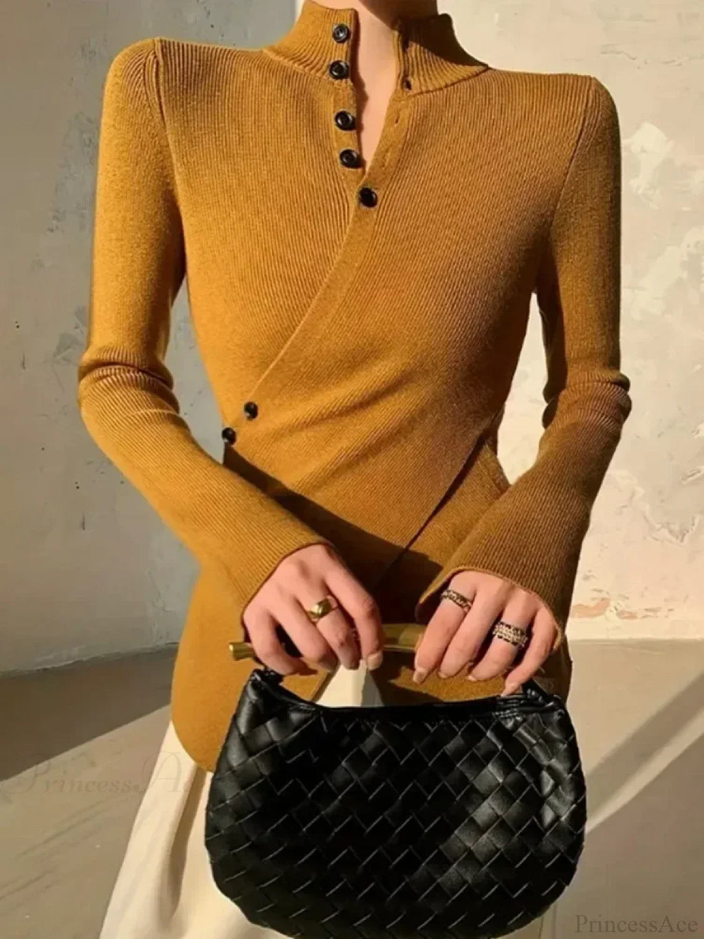 Solid Color Asymmetric Long Sleeve Sweater image 2