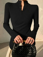 Solid Color Asymmetric Long Sleeve Sweater image 4