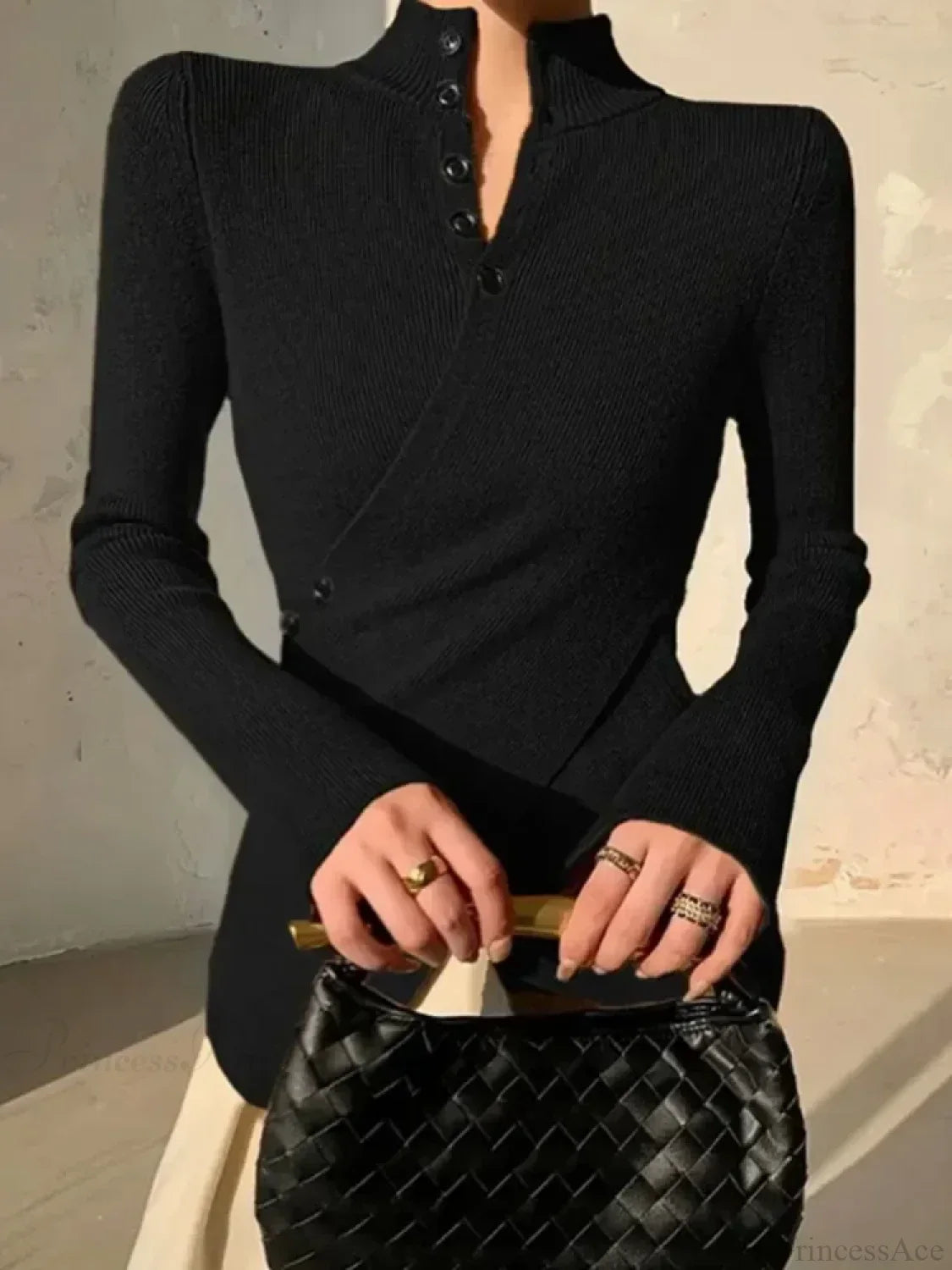 Solid Color Asymmetric Long Sleeve Sweater image 4