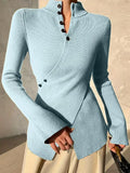 Solid Color Asymmetric Long Sleeve Sweater image 1