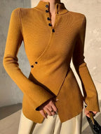 Solid Color Asymmetric Long Sleeve Sweater image 3