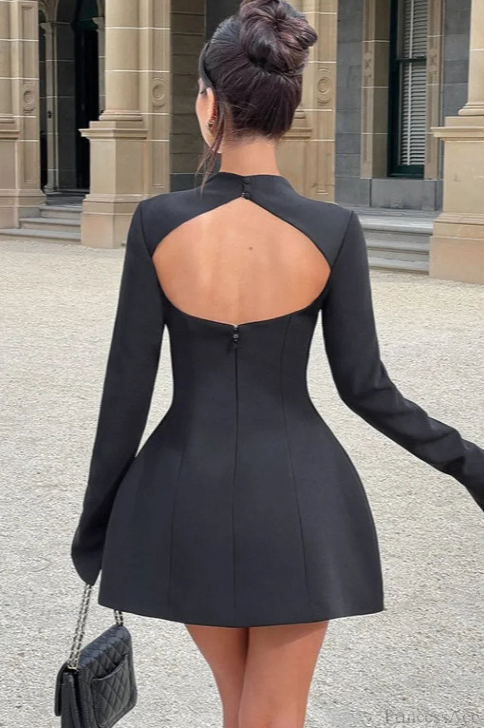 Solid Color Backless Fitted A-Line Mini Dress image 6